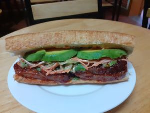 Vegan tempeh sandwiches at Ginger Home in Sapa