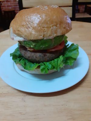 Super vegan burger. at Ginger Home in Sapa