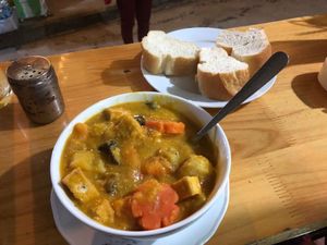 Yam/carrot soup (amazing) at Ginger Home in Sapa