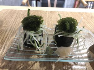 Sea grape sushi , one order  at Maruyama 丸山精进料理 in Shanghai