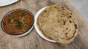 Butter Tofu Masala and Lachedar Paratha at Rare Earth - The Vegan Cafe in Mumbai