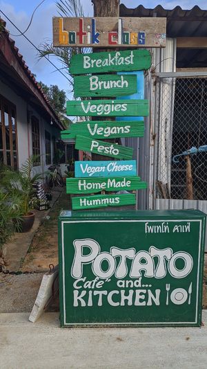 sign at Potato Cafe & Kitchen in Koh Lanta