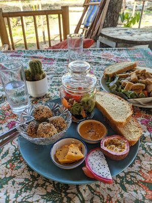 Tofu and pesto balls with curry bread at Potato Cafe & Kitchen in Koh Lanta