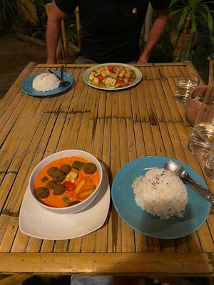 Panang curry with tofu balls at Potato Cafe & Kitchen in Koh Lanta