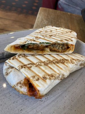 Meatball wrap, pretty flat  at Coffee #1 in Chepstow