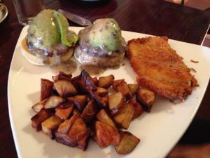 Avocado and veggie sausage dish. at Mi Lah Vegetarian in Ambler