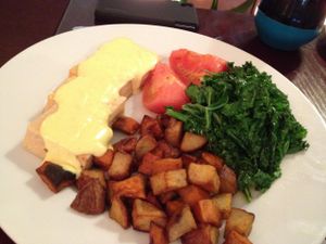 Tofu Benedict, gluten-free version at Mi Lah Vegetarian in Ambler
