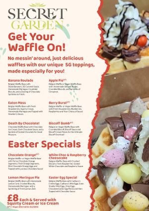 Waffle Specials Menu at The Secret Garden in Dorchester