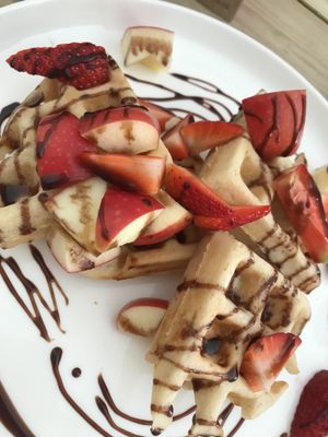 Went to the secret garden for a birthday brunch I’m vegetarian and allergic to dairy and intolerant to gluten so this is the perfect cafe for me! I had waffles which were delicio at The Secret Garden in Dorchester