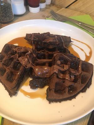 Chocolate waffles  at The Secret Garden in Dorchester