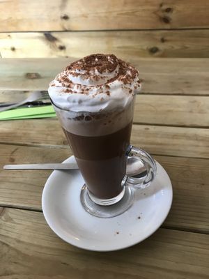 Oat milk hot chocolate 💚 at The Secret Garden in Dorchester