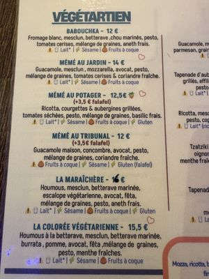 Menu végétarien   at Mémé Tartine in Mons