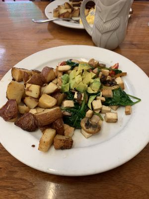Tofu scramble with potatoes  at The Village Cafe in San Francisco