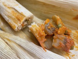 Potato tamales 🫔  at El Charrito Market in Gilroy