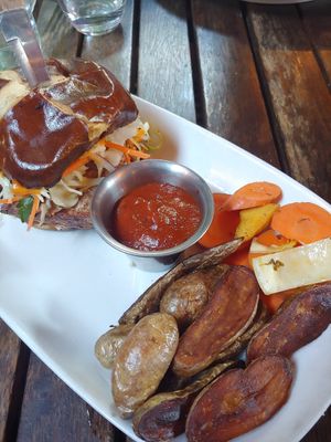 the tofu sandwich. their ketchup is amazing at Millennium in Oakland