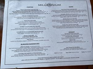 Updated menu  at Millennium in Oakland