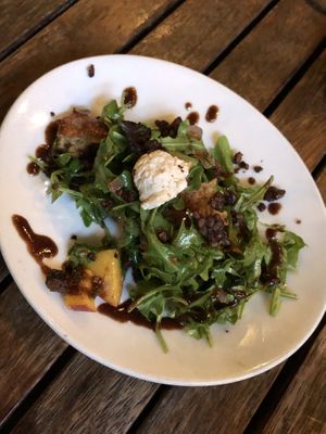 Peach Panzanella Salad at Millennium in Oakland