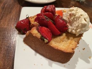 Polenta strawberry  at Millennium in Oakland