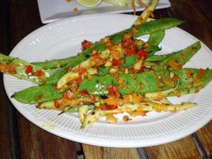 seared pole beans at Millennium in Oakland