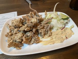 Crusted oyster mushrooms at Millennium in Oakland