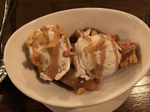 Apple sundae at Millennium in Oakland