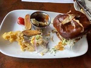 Tofu curry sandwich  at Millennium in Oakland