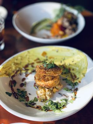 Fried green tomatoes  at Millennium in Oakland