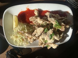 Fried oyster mushroom appetizer   at Millennium in Oakland