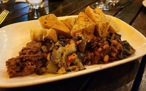 Smoked pecan pate, hoppin john relish, bread at Millennium in Oakland