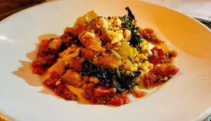 Creamy Risotto Style Saffron Fregula at Millennium in Oakland