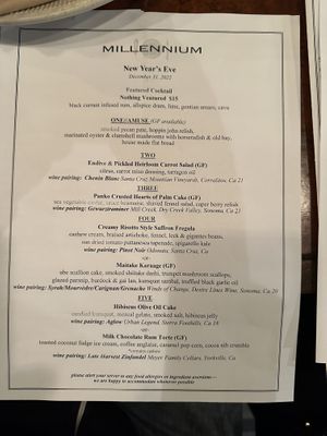 $125 per person plus fees - wasn’t advertised and we had sticker shock!   at Millennium in Oakland