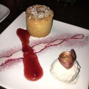 Rhubarb-Elderflower Panna Cotta at Millennium in Oakland