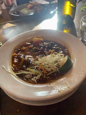 Pozole, bean and mushroom soup at Millennium in Oakland