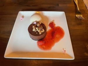 Triple Chocolate Cake and Ice Cream at Millennium in Oakland