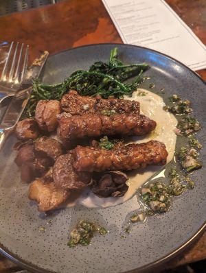 Red wine glazed tempeh at Millennium in Oakland