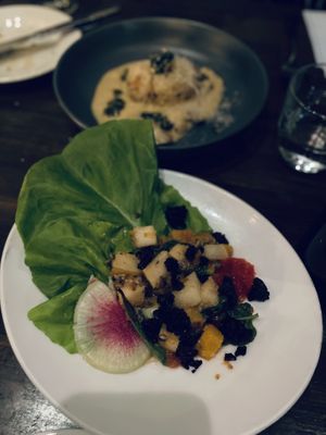 Pumpkin larb salad  at Millennium in Oakland