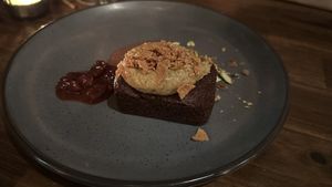 Chocolate pistachio brownie   at Millennium in Oakland