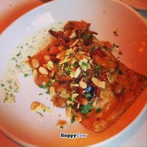 Subchoke ravioli with cashew cheese filling at Millennium in Oakland