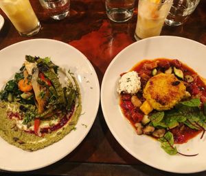 Adobo tamal and saffron risotto  at Millennium in Oakland