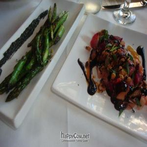 seared asparagus and roasted beets appetizers at Millennium in Oakland