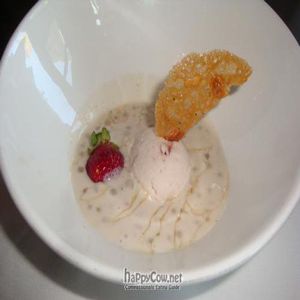 tapioca pudding with almond cherry ice cream at Millennium in Oakland