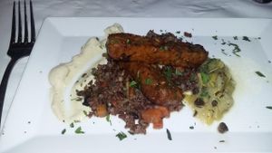 Tempeh and brown rice at Millennium in Oakland