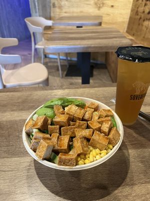 Close up of those tasty, bite-size tofu squares.  at Sovereign in Plantation