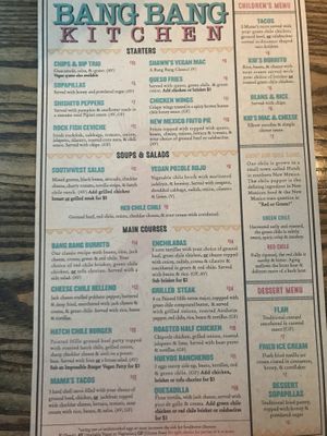 Menu at Bang Bang Kitchen in Seattle