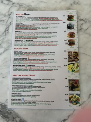 Menu at Healthy Be Good in Gran Canaria