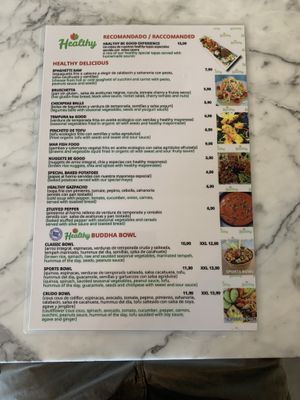 Menu at Healthy Be Good in Gran Canaria