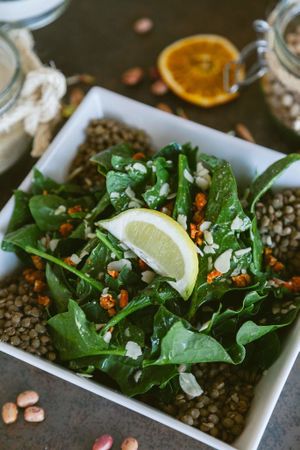 Spinach salad at Healthy Be Good in Gran Canaria