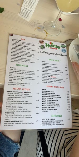menu at Healthy Be Good in Gran Canaria