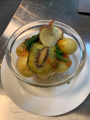 Healthy potatoes with special spice sauce at Healthy Be Good in Gran Canaria