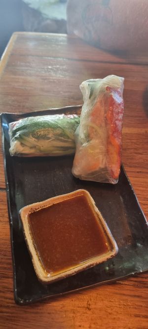 Vegan duck rice paper rolls at Straight Outta Saigon in Melbourne
